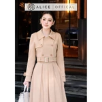 Set Thu Đông Alice Cao Cấp Chất Kaki, Áo Khoác Lửng Kèm Đai Phối Chân Váy Xếp Li Dáng Dài Maxi Phù Hợp Dạo Phố S1029 — ảnh 3