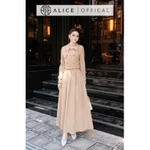 Set Thu Đông Alice Cao Cấp Chất Kaki, Áo Khoác Lửng Kèm Đai Phối Chân Váy Xếp Li Dáng Dài Maxi Phù Hợp Dạo Phố S1029 — ảnh 4