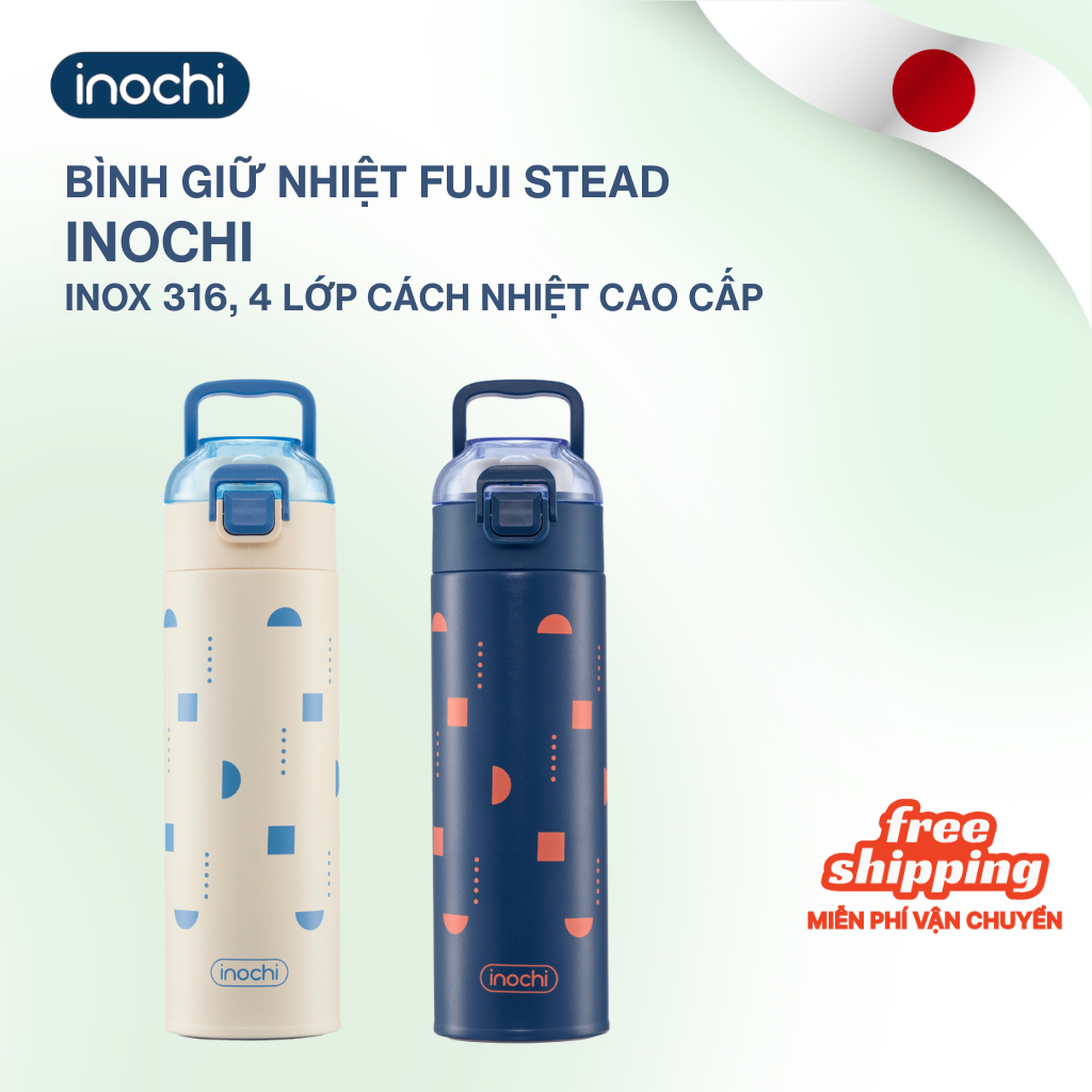 Bình Giữ Nhiệt Fuji Stead 4 Lớp Cách Nhiệt Vượt Trội, Lõi Lọc Tháo Rời, Có Quai Xách & Khoá Nhấn Mở