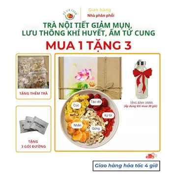Mua 1 tặng 3 -Trà nội tiết giảm mụn, lưu thông khí huyết, ấm tử cung Dogiafarm (gừng, táo đỏ, hoa cúc, kỷ tử, long nhãn)