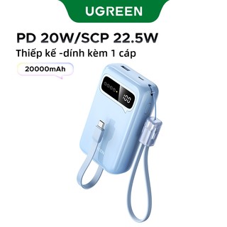Sạc dự phòng UGREEN Powerbank đầy màu sắc 20000mAh, với 2 Cáp USB C tích hợp, PD20W