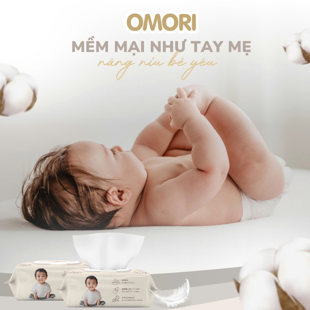 Khăn Giấy Ướt Đa Năng OMORI 100 Tờ Mềm Nhẹ An Toàn Không Bai Xù Cho Bé