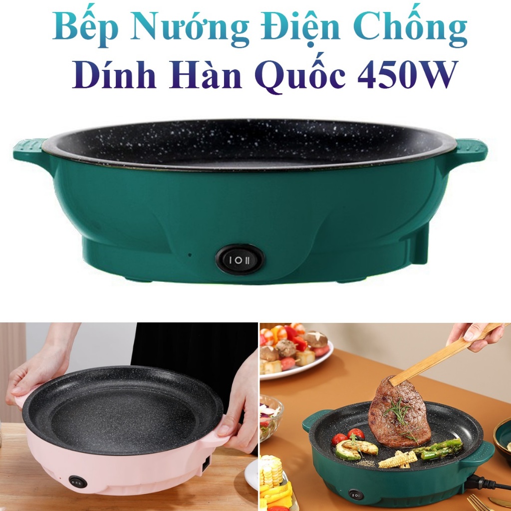 Bếp Nướng Điện Chống Dính Hàn Quốc Size 22Cm 450W Tiện Lợi