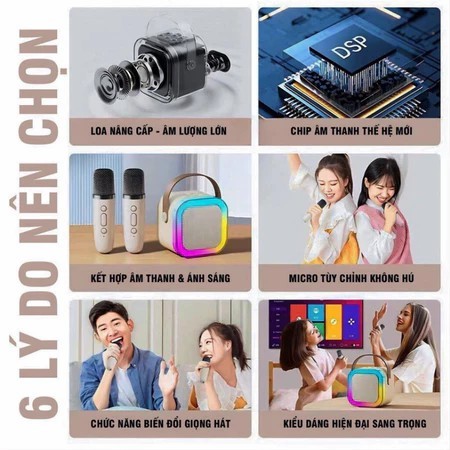 Bộ Loa Karaoke Bluetooth Mini Với Bộ Khuếch Đại Âm Thanh 3D Stereo, Loa Mini Không Dây Cho Tiệc Tùng