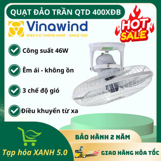 Quạt Đảo Trần Vinawind QTD-400XĐB Có điều khiển, Với 3 Chế Độ Gió, Bền Bỉ, Xoay 360 Độ BH 24 Tháng