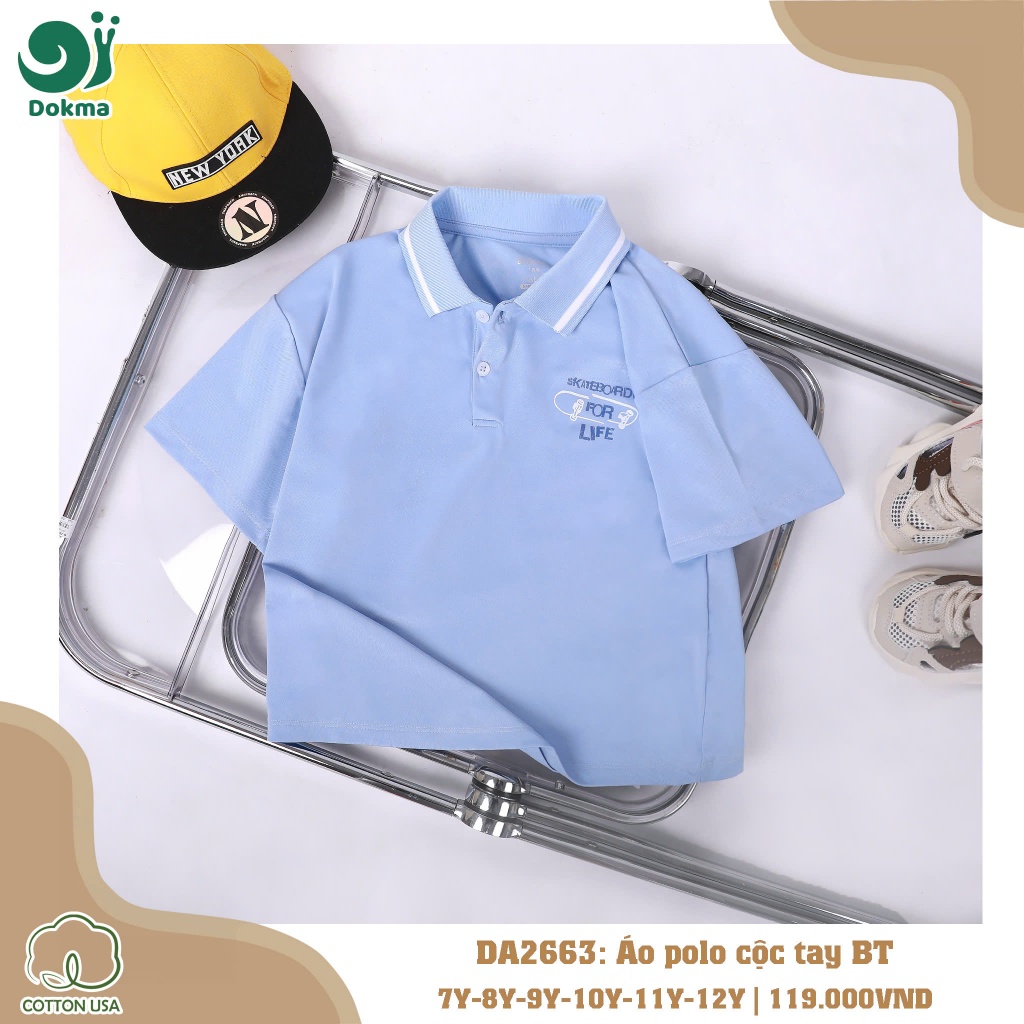 (19-42kg, 7-12Y) Áo Polo Thời Trang Bé Trai Dokma DA2663 DA2117