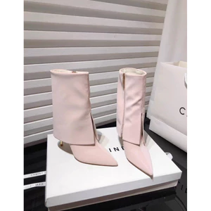 Phong Cách Mới Boot Mũi Nhọn Cao Gót Giữa Chân Quần Giày Bốt Nữ Bên Dây Khoá