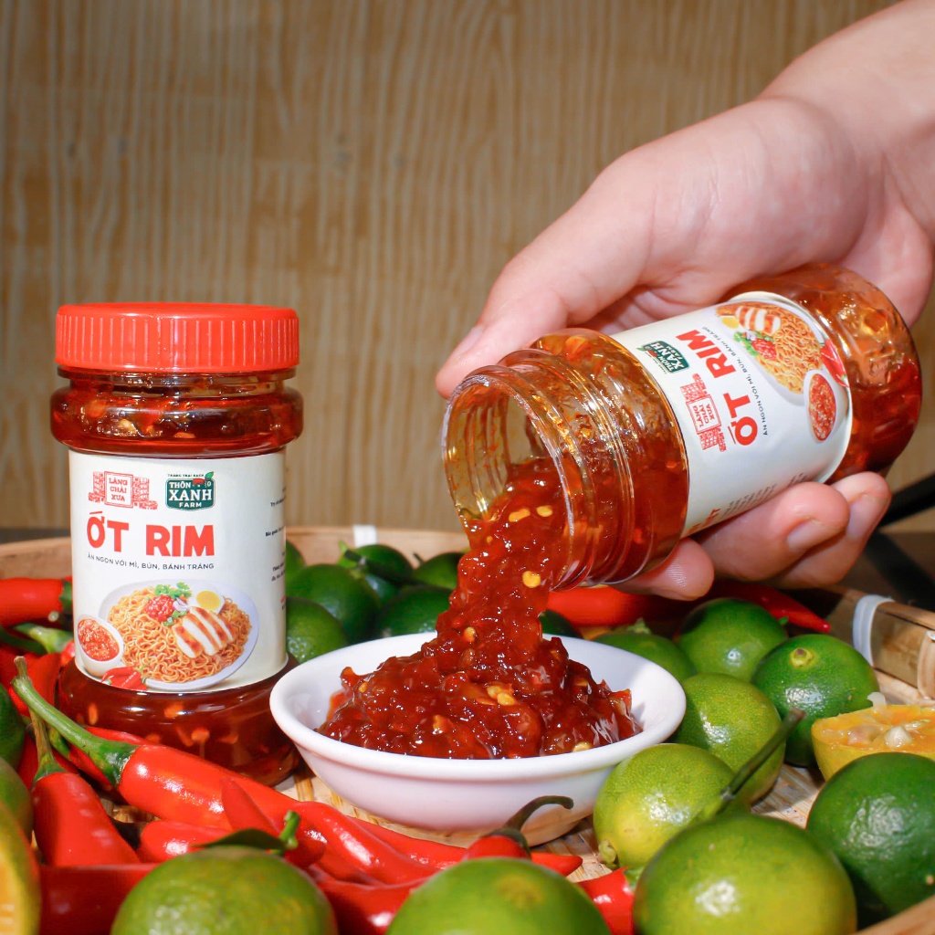 Ớt Rim Hủ 140g Ăn Ngon Với Mì Bún Bánh Tráng Trang Trại Sạch Thôn Xanh Farm
