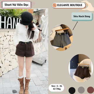 Quần Short Nữ ELEGANTE BOUTIQUE Viền Dọc Có Lót Trong Siêu Dày Dặn, Hack Dáng Đôi Chân Cực Tốt Mã 03065