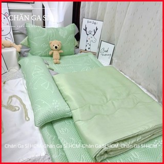 ❄️CƯNG YÊU❄️Bộ 6 Món Nệm Chăn Gối Băng Lạnh Phối Lụa Lyocell Cho Bé Đi Học, Kèm Túi Đựng _Chăn Ga Sỉ