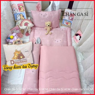 ⛅️SIÊU PHẨM⛅️ Bộ 6 Món Nệm Chăn Gối Băng Lạnh Phối Lụa Lyocell Cao Cấp, Tặng Túi Đựng_Chăn Ga Sỉ HCM