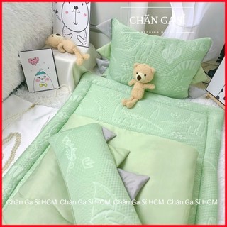 ❄️CƯNG YÊU❄️Bộ 6 Món Nệm Chăn Gối Băng Lạnh Phối Lụa Lyocell Cho Bé Đi Học, Kèm Túi Đựng _Chăn Ga Sỉ