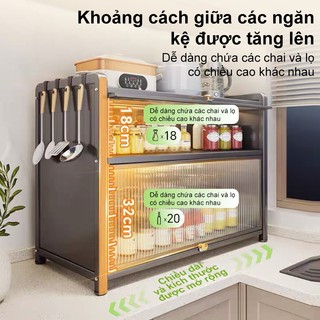 BMZAR Tủ bếp đa năng Tấm thép cacbon Tủ gia vị cho đi móc Kệ để đồ Mặt bàn bếp Chống bụi 360 độ