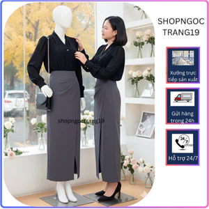 ❣️Chân Váy Bút Chì Nhúm Eo Dáng Dài Sẻ Tà Siêu Hót 2025_Chất Liệu Vitex Cao Cấp_SHOPNGOCTRANG19_184