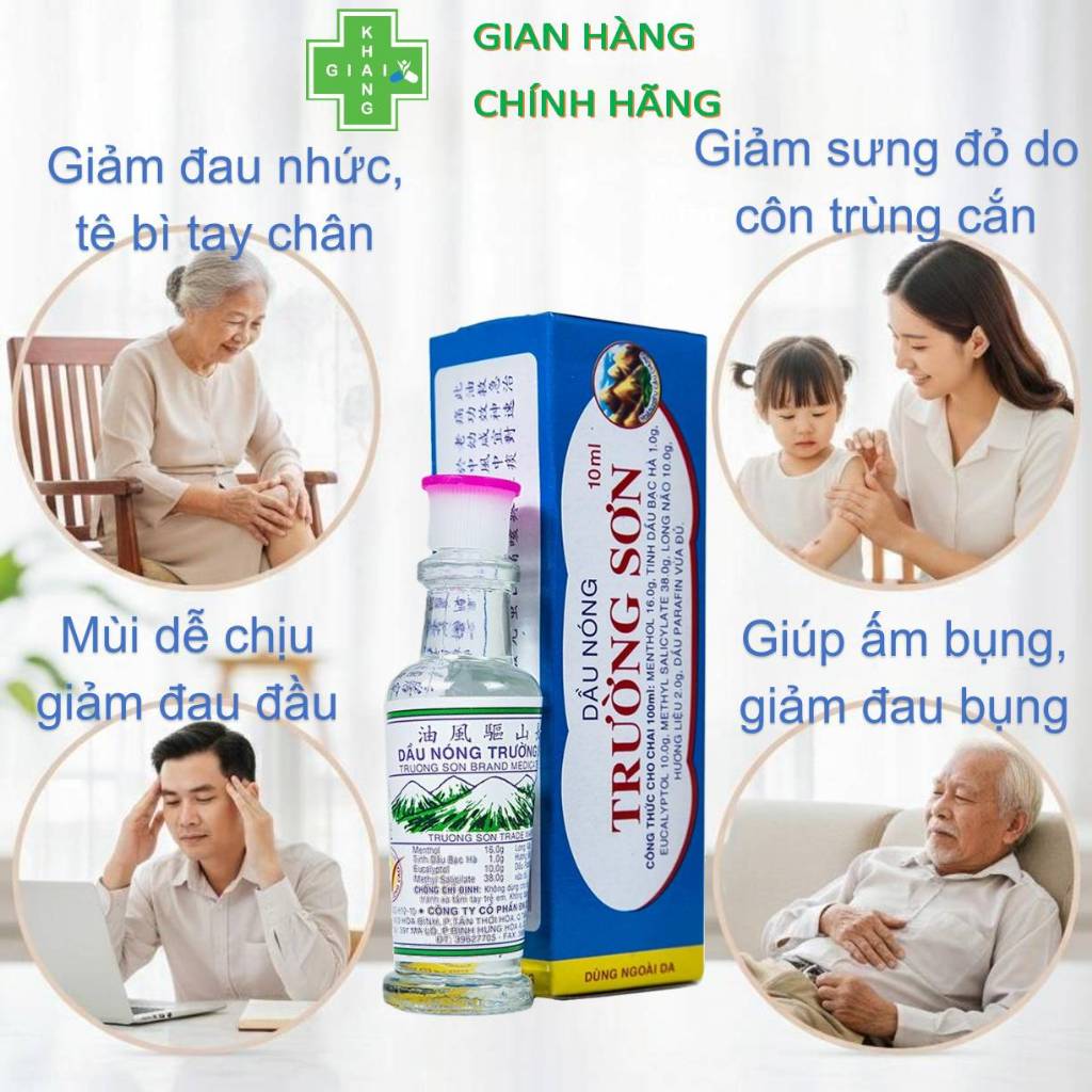 Dầu nóng Trường Sơn giúp đánh bay nhức mỏi, cảm cúm và hỗ trợ giữ ấm cơ thể (Chai 10ml)