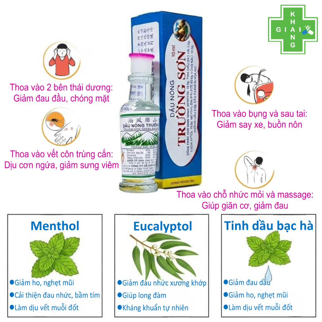 Dầu nóng Trường Sơn giúp đánh bay nhức mỏi, cảm cúm và hỗ trợ giữ ấm cơ thể (Chai 10ml)