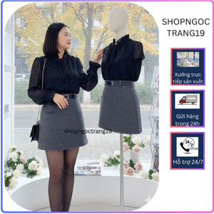 Chân Váy Chữ A Ngắn 38cm Dạ Ép Có Lót Quần Tặng Kèm Dây Da SHOPNGOCTRANG19 CV189