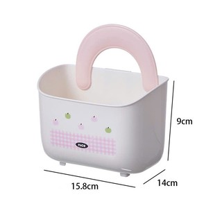 Giỏ nhựa chấm bi treo tường tiện lợi,treo đựng đồ đa năng có rãnh thoát nước và quai xách