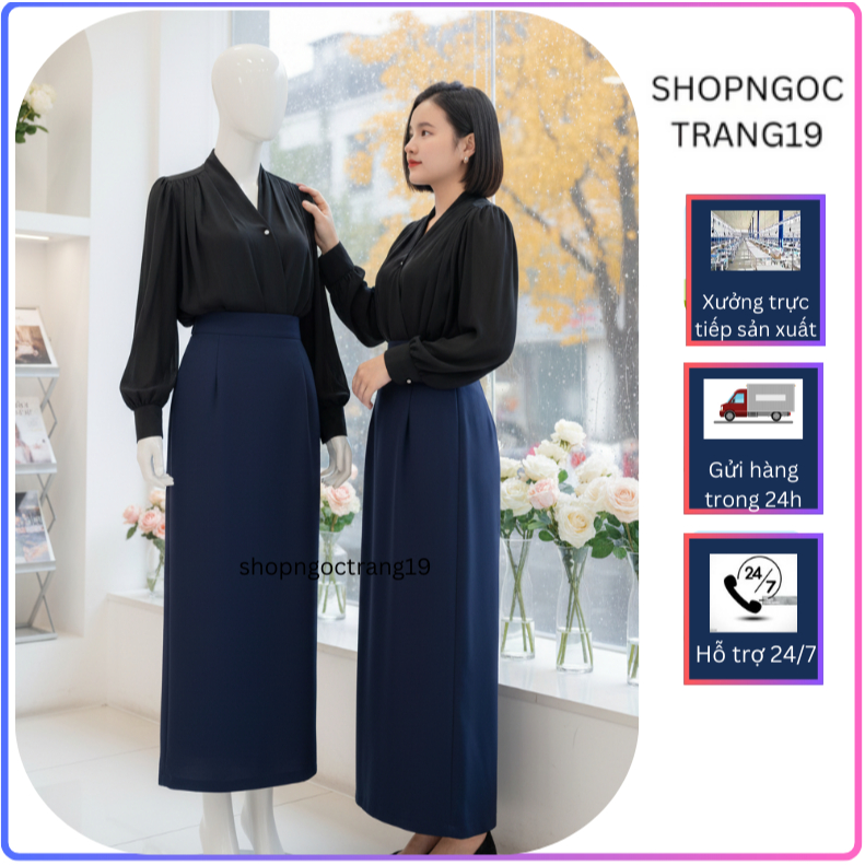 Chân Váy Chữ A Suông Dài 88cm Túi Chéo 2 Bên Chất Liệu Vitex Cao Cấp SHOPNGOCTRANG19