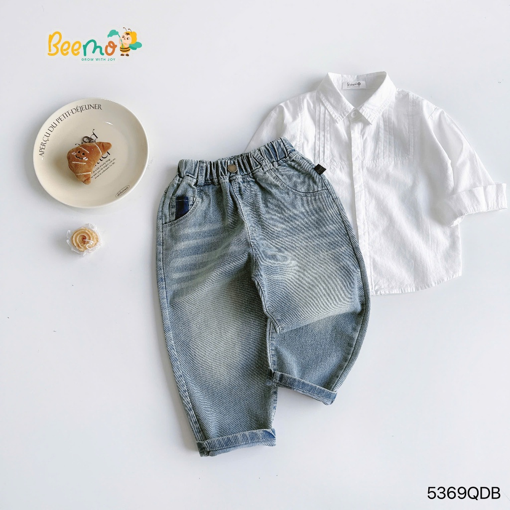Quần bò bé trai fom rộng cá tính, quần jeans blue daily vibe hàn siêu xinh 5369qdb