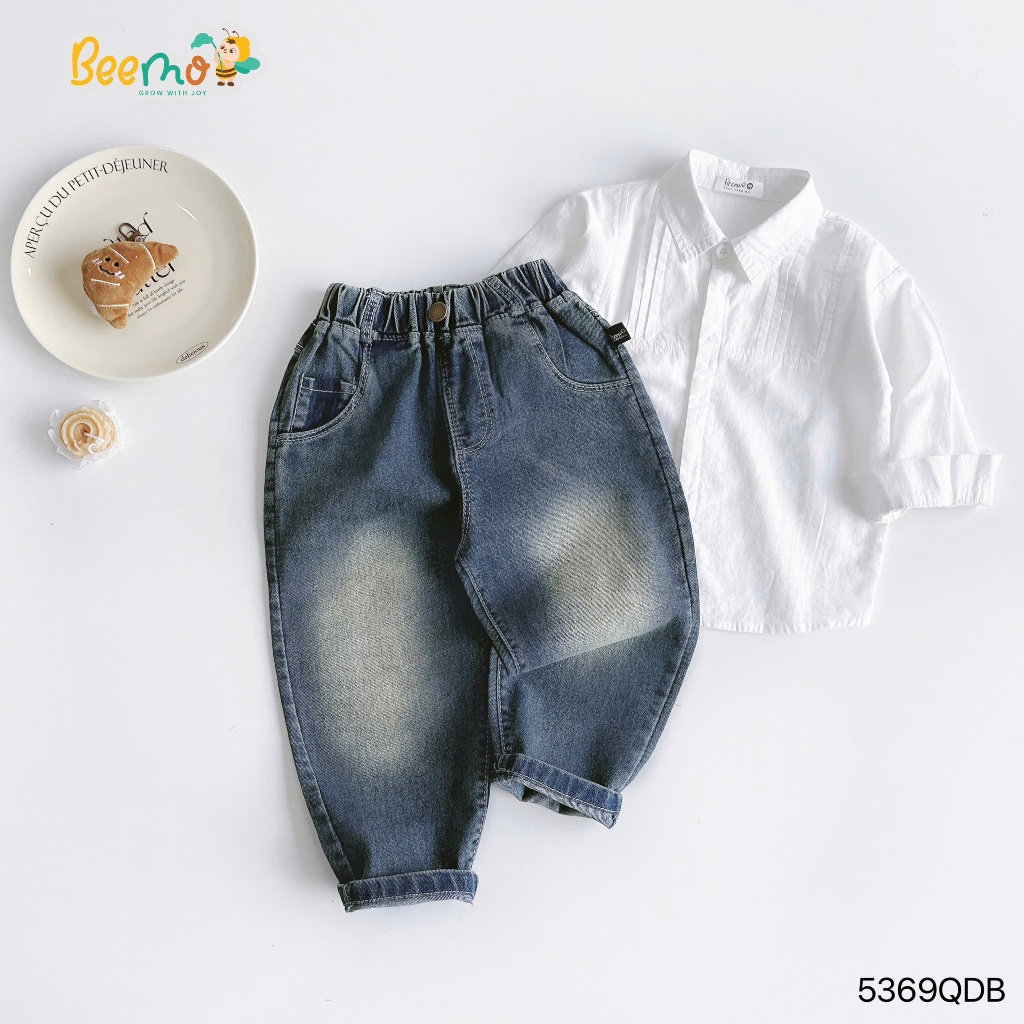 Quần bò bé trai fom rộng cá tính, quần jeans blue daily vibe hàn siêu xinh 5369qdb