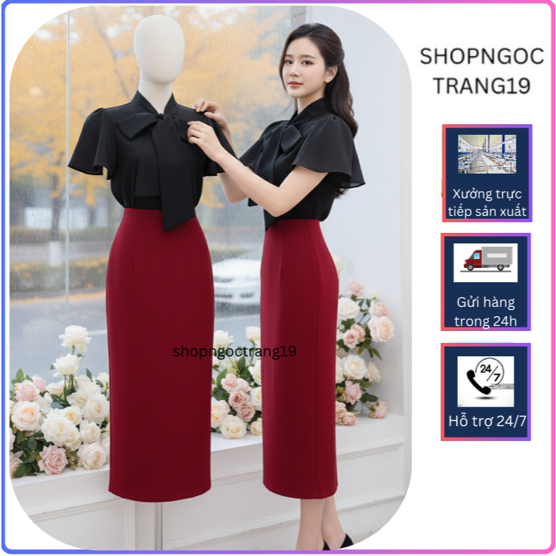 Chân Váy Bút Chì Cạp Liền 85cm-95cm SHOPNGOCTRANG19 Chất Liệu Vitex 2 lớp.