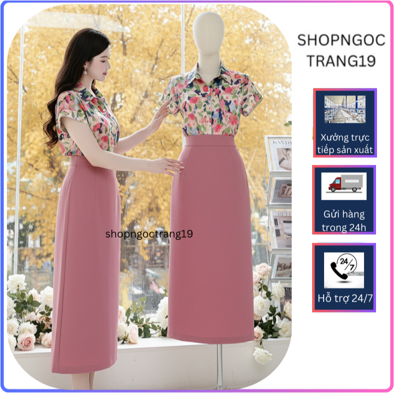Chân Váy Dáng Suông 80cm_May 2 lớp_Chất Vitex Cao Cấp_Chân Váy Công Sở_Chân Váy Dài_CV38
