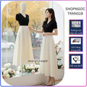 Chân Váy Xòe Công Sở Có Túi 2 Bên Dài 80cm SHOPGOCTRANG19 Chất Liệu Vitex