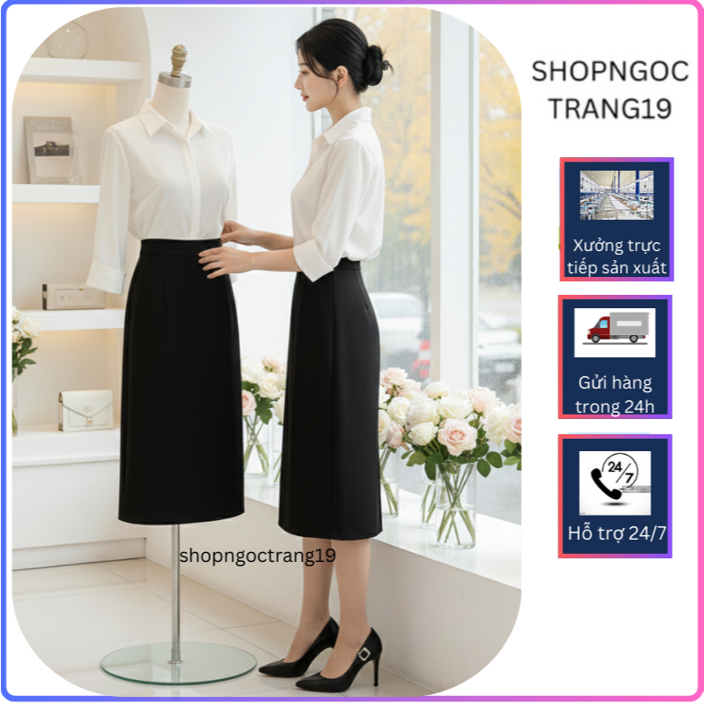Chân Váy Chứ A Công Sở Dài 70cm SHOPNGOCTRANG19 Chất Liệu Vitex CVA70