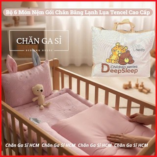 ⛅️SIÊU PHẨM⛅️ Bộ 6 Món Nệm Chăn Gối Băng Lạnh Phối Lụa Lyocell Cao Cấp, Tặng Túi Đựng_Chăn Ga Sỉ HCM