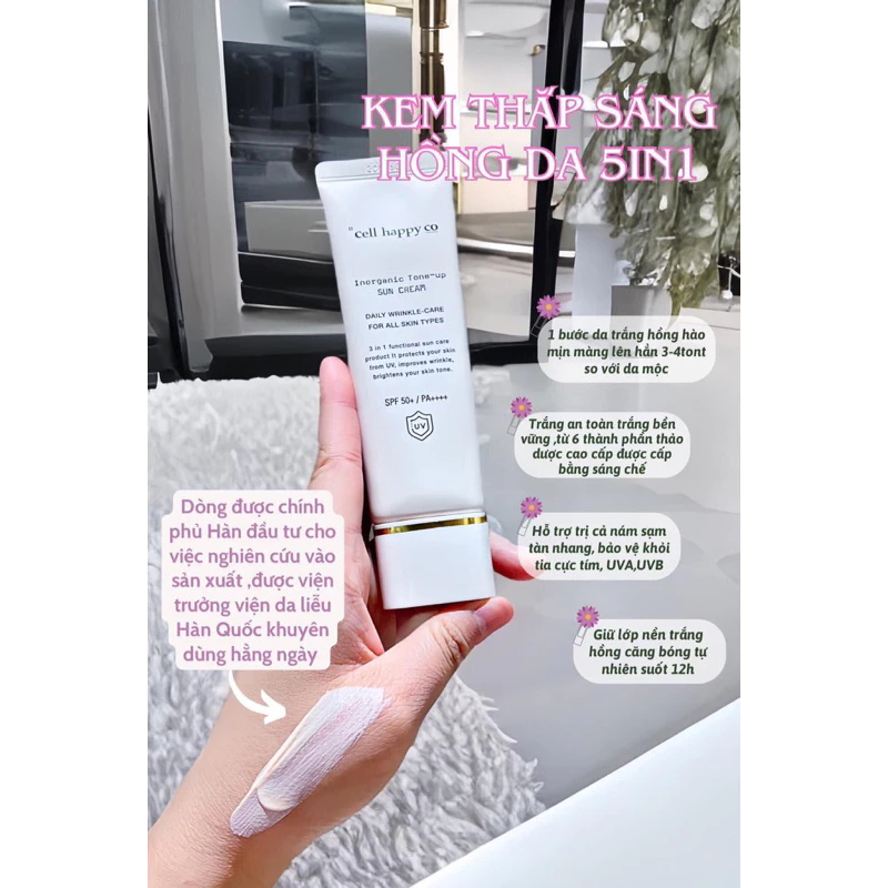 Kem thắp sáng hồng da Cell Happy Co 5in1 nâng tone, bảo vệ da khỏi ánh nắng giúp da căng bóng