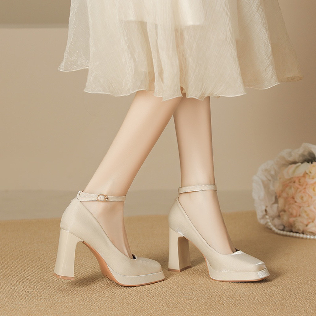 Giầy cao gót quảng châu cao cấp mũi vuông chiều cao 8cm (HT8126-1)