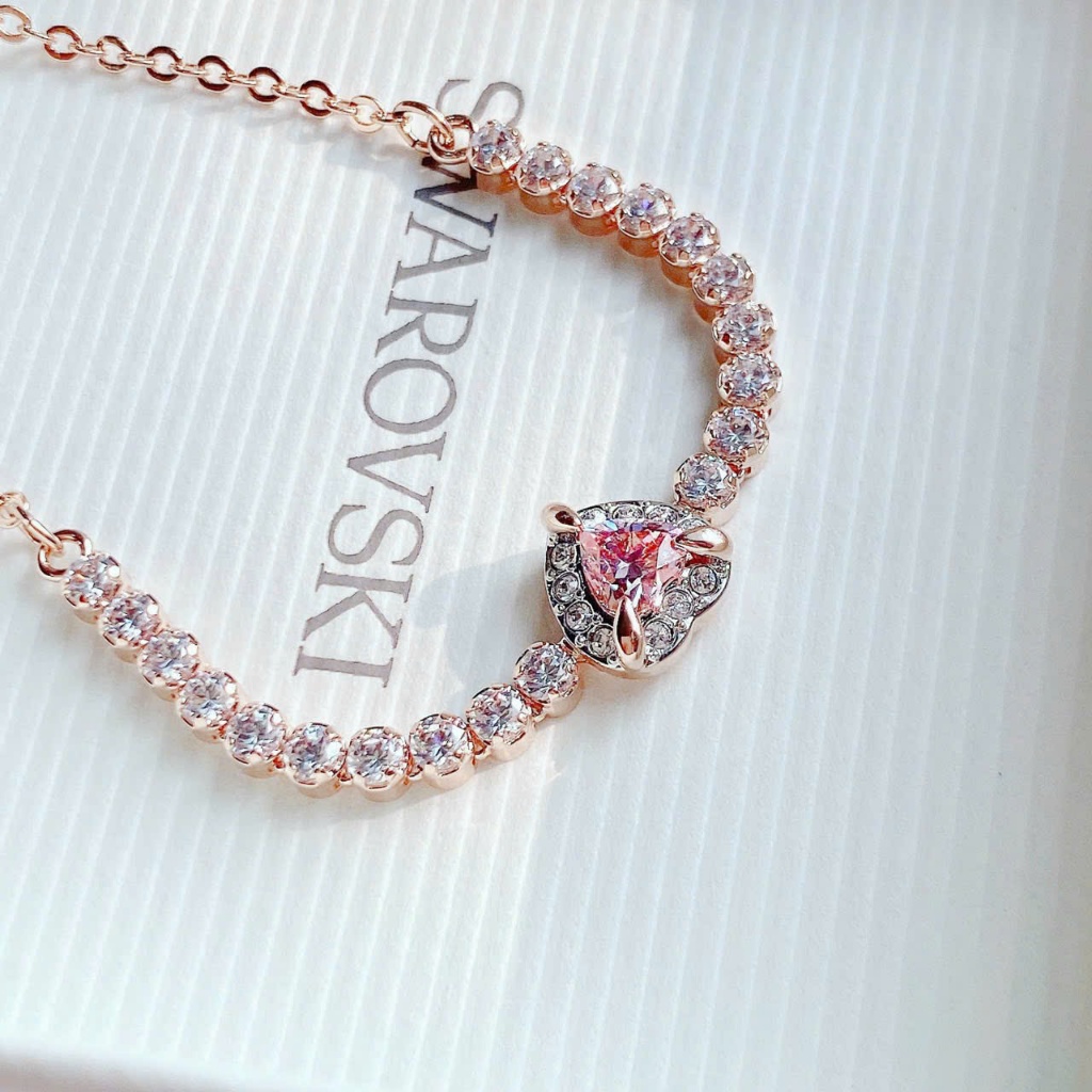 Lắc tay Vòng Đeo Tay Chính Hãng SWAROVSKI One bracelet Heart, Pink