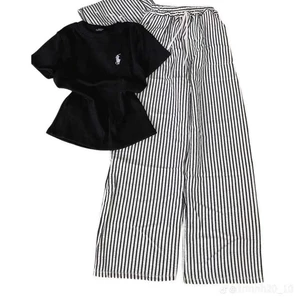 Sét Áo Babytee Logo Ngựa Chất Thun Tăm Mix Quàn Kẻ Sọc Đũi Cao Cấp Mặc Đi Chơi Sang Chảnh
