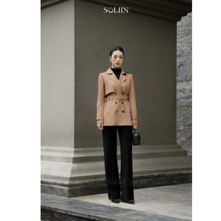 Áo Khoác Kaki Phối Thắt Eo SOLIIN Phong Cách Công Sở Thanh Lịch ELENA JACKET