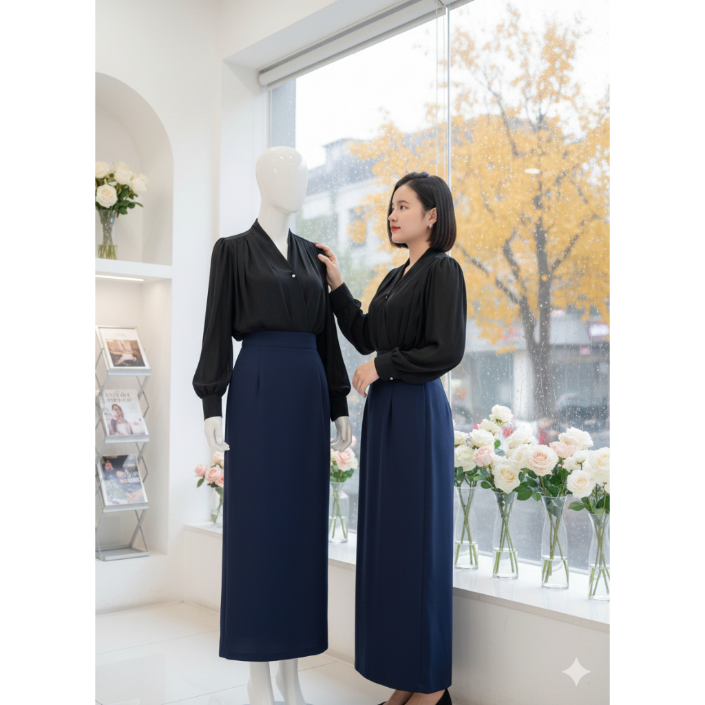 Chân Váy Chữ A Suông Dài 88cm Túi Chéo 2 Bên Chất Liệu Vitex Cao Cấp SHOPNGOCTRANG19