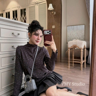 VMY Studio - Áo thun hóa nhí cổ gợn sóng xinh xắn nữ, áo dài tay cổ bèo hoa nhí đáng yêu nữ