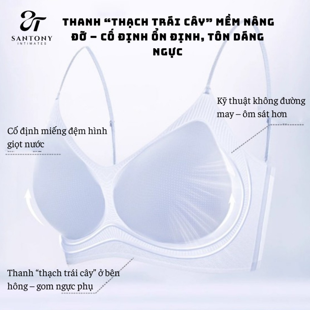 [Hương Giang x Santony] Áo Ngực Santony Nâng Ngực Tự Nhiên Không Gọng Không Lộ Viền Thoáng Khí 8818