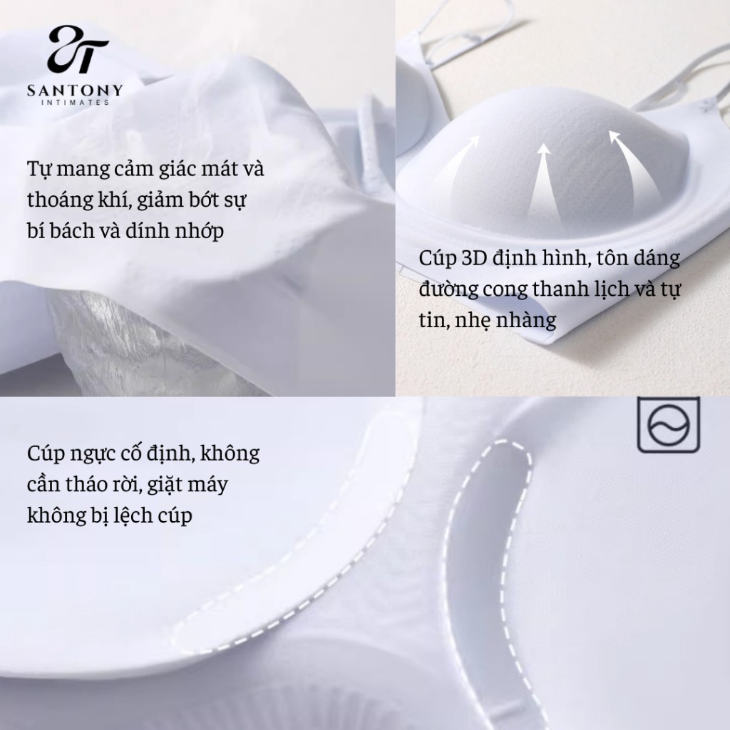 [Hương Giang x Santony] Áo Ngực Santony Nâng Ngực Tự Nhiên Không Gọng Không Lộ Viền Thoáng Khí 8818