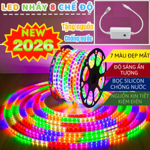 Combo 5M 10M 20M Dây Led Nháy Đuổi Nhiều Màu + Tặng nguồn 220V chống nước, trang trí quấn cây tết