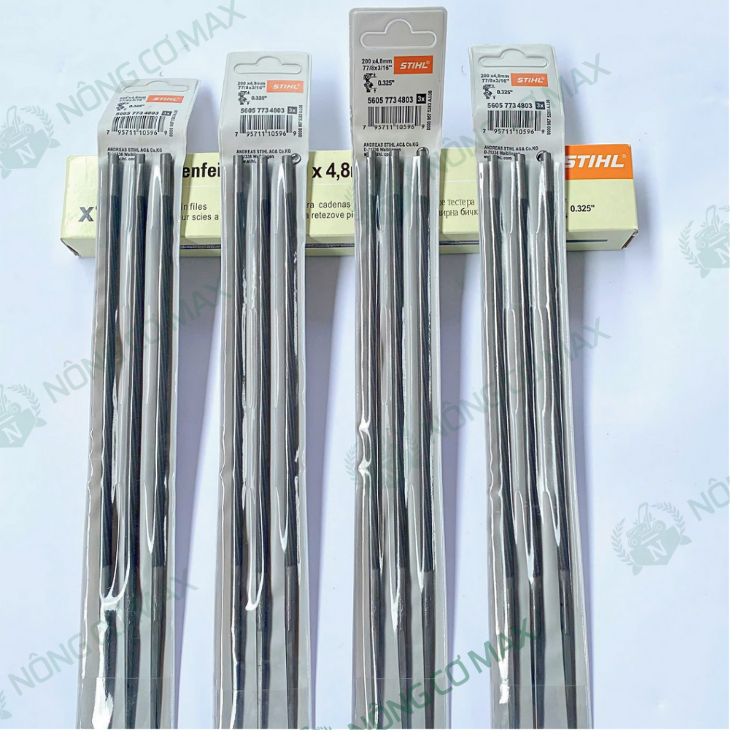 Dũa cưa xích S-.TIHL đủ cỡ 4.0, 4.8, 5.5 (HỘP 12 CÁI)
