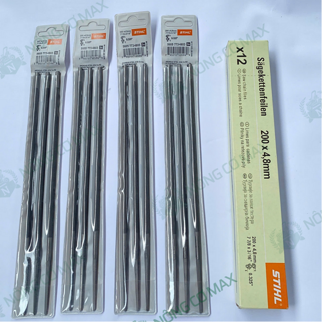 Dũa cưa xích S-.TIHL đủ cỡ 4.0, 4.8, 5.5 (HỘP 12 CÁI)
