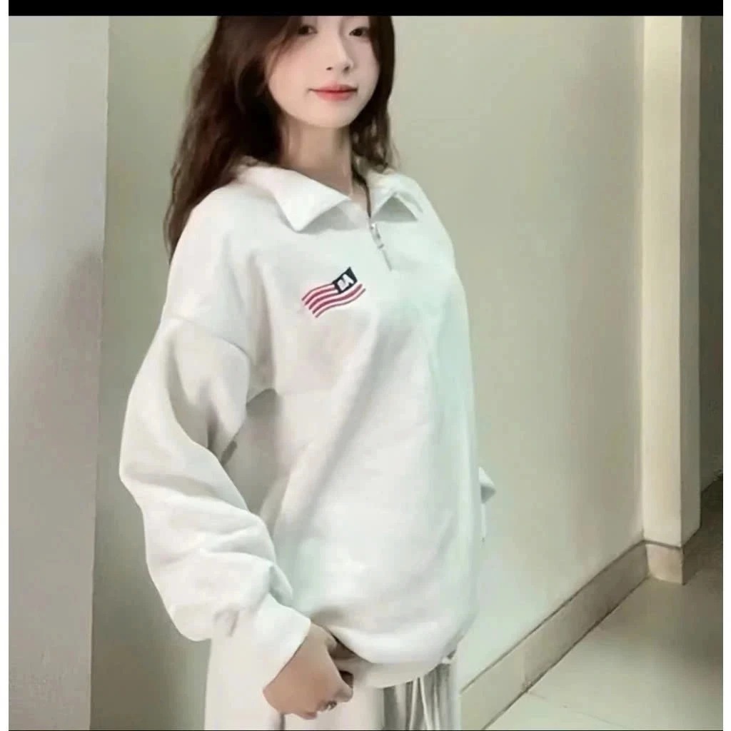 Áo polo cổ bẻ khoá kéo Dễ thương Thêu Logo Cờ AA Hottrend 2026 Unisex nam nữ Chất Nỉ tàu mềm mịn siêu dày dặn