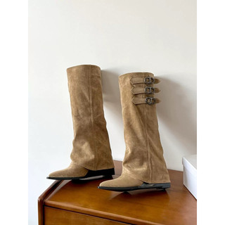 BOOTS NỮ DA LỘN NÂU CHE BẮP CHÂN QCCC