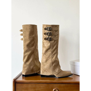 BOOTS NỮ DA LỘN NÂU CHE BẮP CHÂN QCCC