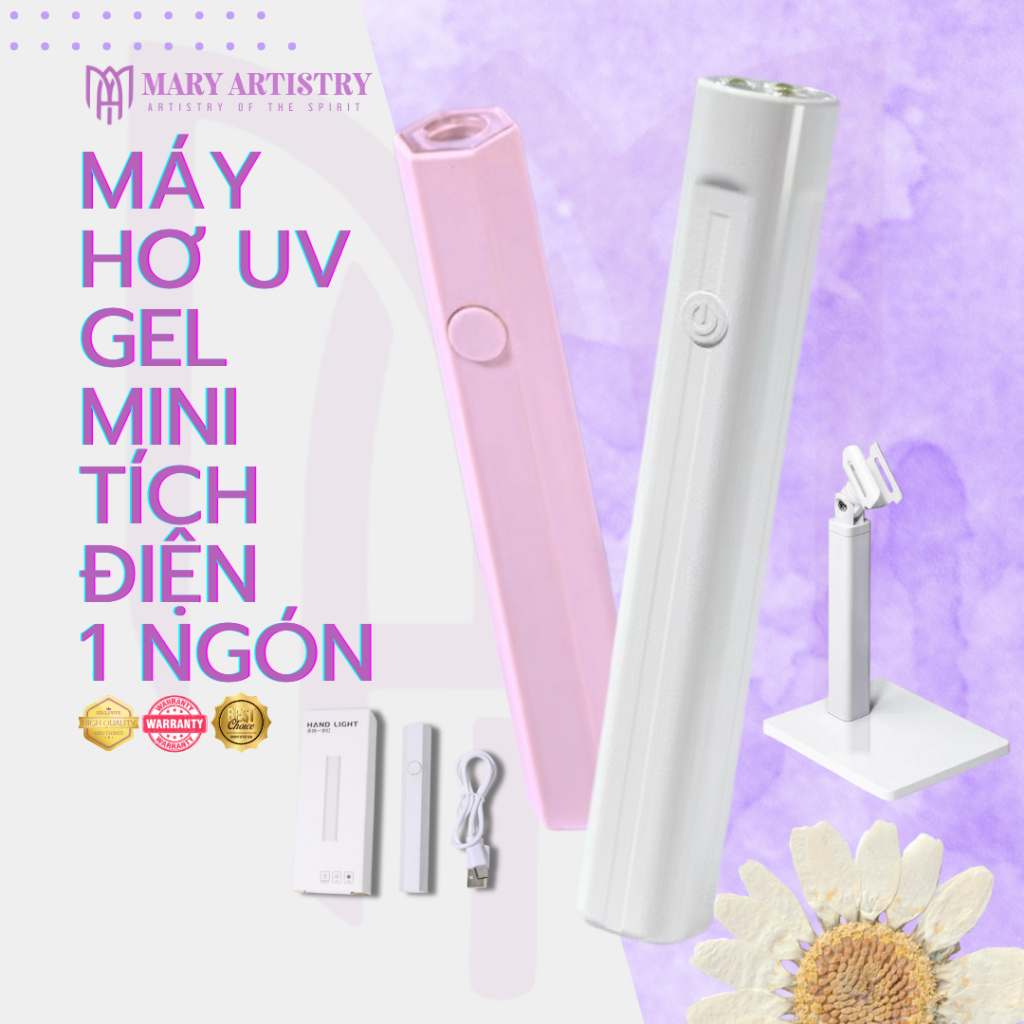 Đèn LED Hơ Sấy UV Gel Cầm Tay Mini Tích Điện 1 Ngón - Sạc Pin Trâu 180mAh - 1 Đổi 1 Trong 30 Ngày