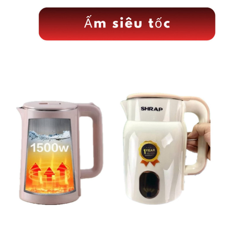 Ấm siêu tốc Sharp 3L, công suất 1500W, tự ngắt khi sôi, an toàn và tiết ...