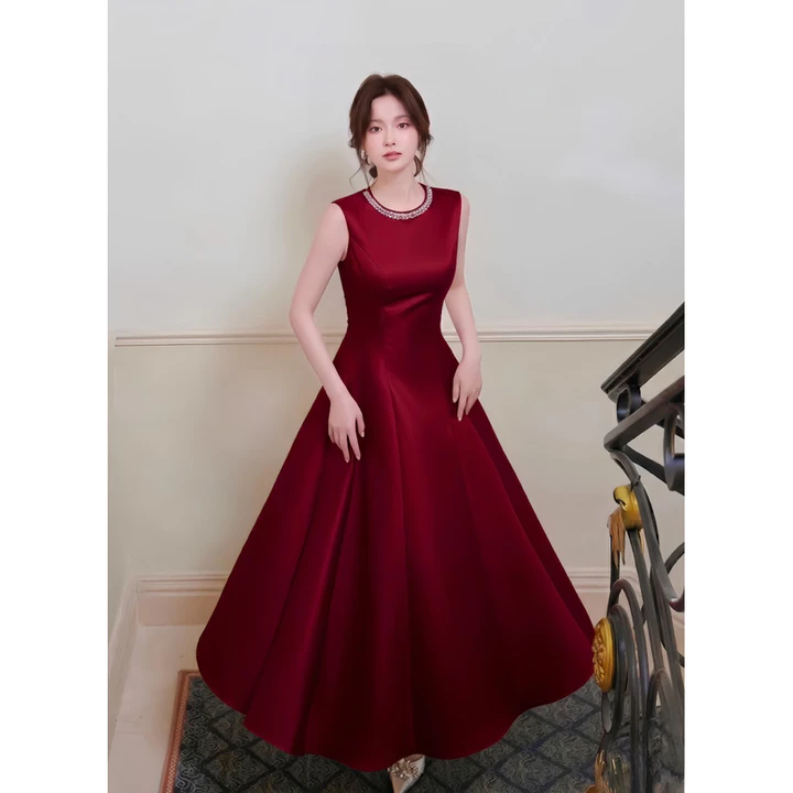 TT14 ĐẦM TAPTA BASIC VIỀN CỔ KIM SA ĐI CHƠI, ĐI TIỆC, ĐẦM ĐƠN GIẢN MIDI, ĐẦM TẾT, ĐẦM DẠ HỘI