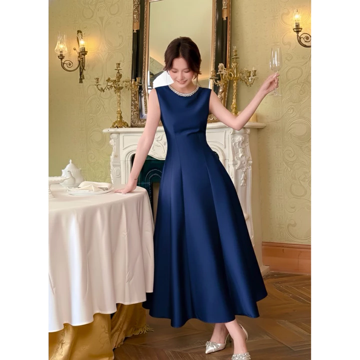 TT14 ĐẦM TAPTA BASIC VIỀN CỔ KIM SA ĐI CHƠI, ĐI TIỆC, ĐẦM ĐƠN GIẢN MIDI, ĐẦM TẾT, ĐẦM DẠ HỘI