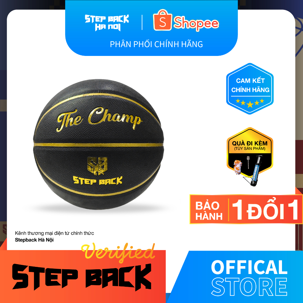 Quả Bóng Rổ Stepback The Champ – Bóng rổ chuẩn thi đấu Số 7 - Quả bóng rổ màu đen